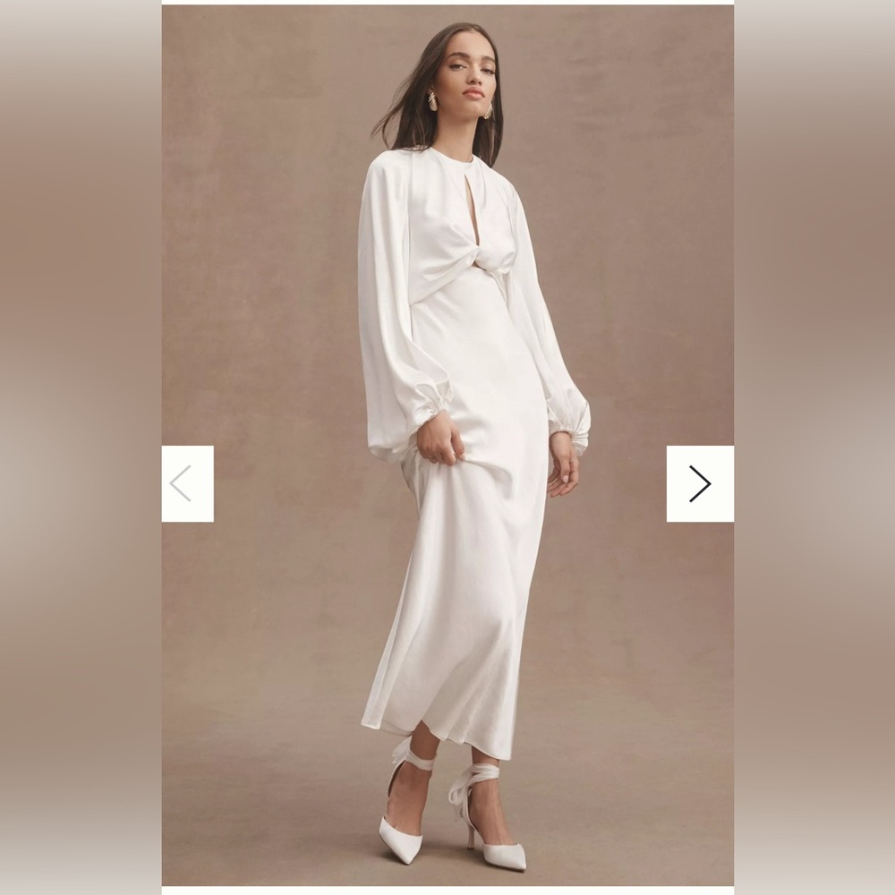 Significant Other white long sleeve backless Demi satin dress